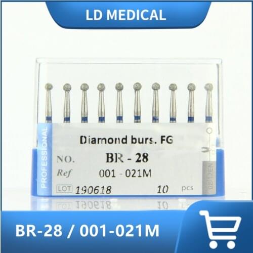 10pcs/lot BR-28 Diamond Burs Drill Dental Tools Ball Round Type Burs for dentist and lab tools FG 1.6M for Teeth Whitening BR-31