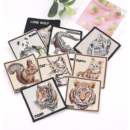 20pcs/lot Vintage Animal Embroidery Patches Tiger Cat Jacket Jean Backpack Clothing Decoration Iron Heat Transfer Applique