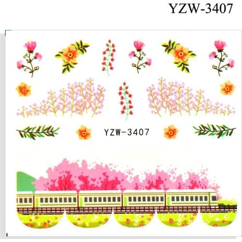 WUF 4 Sheet Nails Sticker Nail Art Decorations Purple Flower Bud Butterflies Decals Water Transfer Sliders Decorations