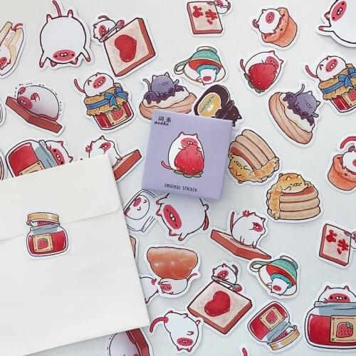 44P Kawaii Cartoon Cat Stationery Sticker Scrapbooking Creative Animal DIY Diary Decorative Adhesive Paper Seal Supplies