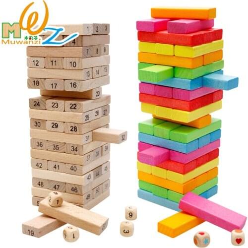 54 pieces / package stack high draw wooden layer stacking blocks baby children early childhood educational toys M54