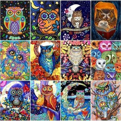 5D Diamond Painting Full Drill Square Owl Diamond Embroidery Animal Mosaic Rhinestones Pictures Art New Arrival Decor For Home