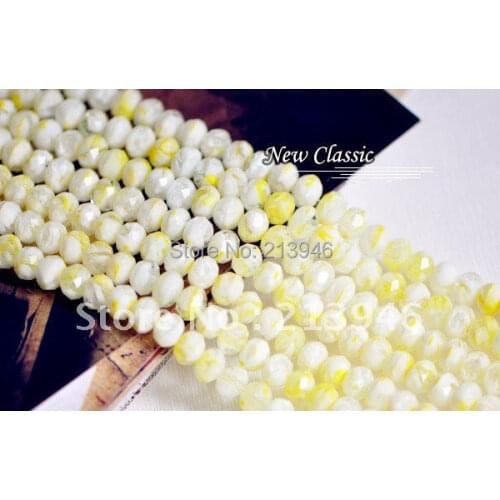 8MM 136Pcs/Lot Yellow Crystal Rondelle Lampwork Glass Coloured Beads Jewelry Bead Accessories Findings
