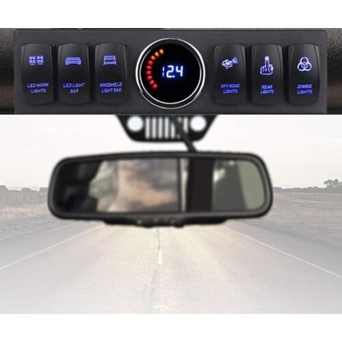 Car Overhead 6-Switch Panel Pod Blue Light for Jeep Wrangler JK JKU 2007-2018 Accessories