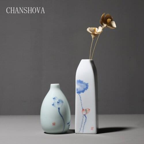 CHANSHOVA Chinese Hand Painted Ceramic Vases for Flowers Office Decor Home Decoration Accessories Small Porcelain Flower Vase