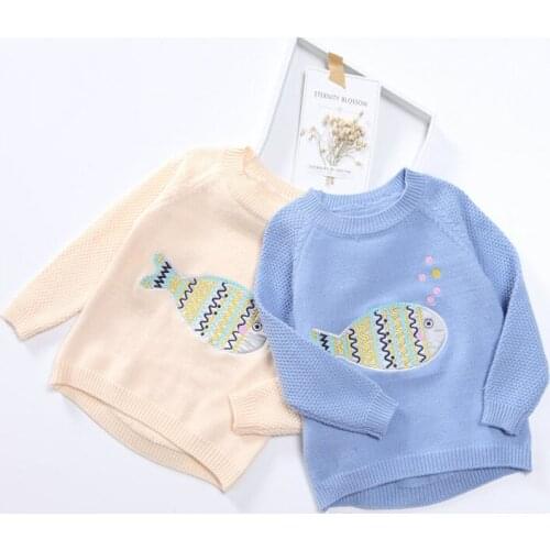Childrens Clothing Baby Boys and Girls Sweaters Kids Long Sleeve Cardigan Coat Toddler Fish Printed Knitting Tops Girls Sweater