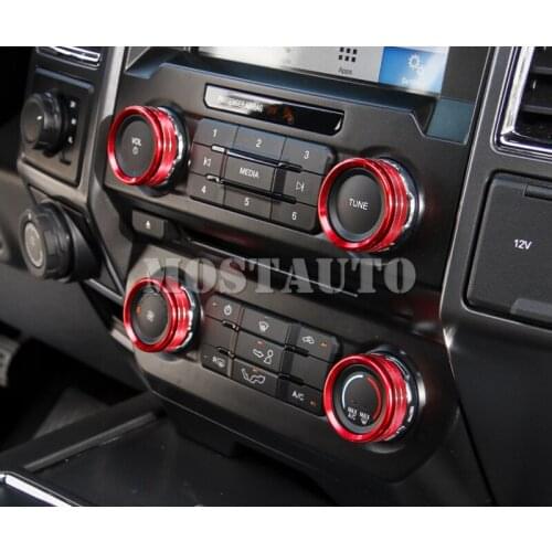 For Ford F150 F-150 2015-2017 Red Aluminium Alloy Air Conditioning Knobs Button Trim 4pcs Car Accessories Interior Car Decor