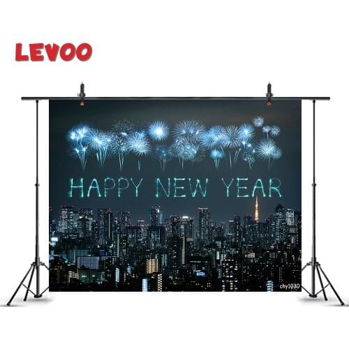 LEVOO Photographic Backdrop Happy New Year Fireworks 2021 Cityscape Photography Background Photo Studio Photophone Photocall