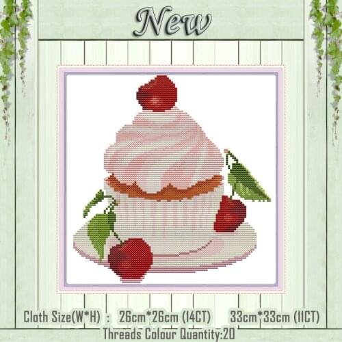 Strawberry Ice Cream dessert diy painting counted print on the canvas DMC 11CT 14CT kits Cross Stitch embroidery needlework Sets