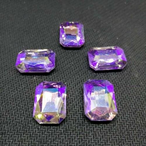 Crystal violet AB RC Crystal Glass Sewing Rhinestones Pointback DIY Wedding Dress and Bag 10*14 13*18