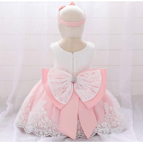 Cute Baby Girl Dress Lace stitching and washing Dresses for 0-24M Infant Birthday Beading Appliqued Party Wedding Baby Clothing