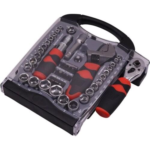 45pcs/set Stubby set short handle tool kit Screwdriver movable wrench sleeve ratchet spanner car box dent repair