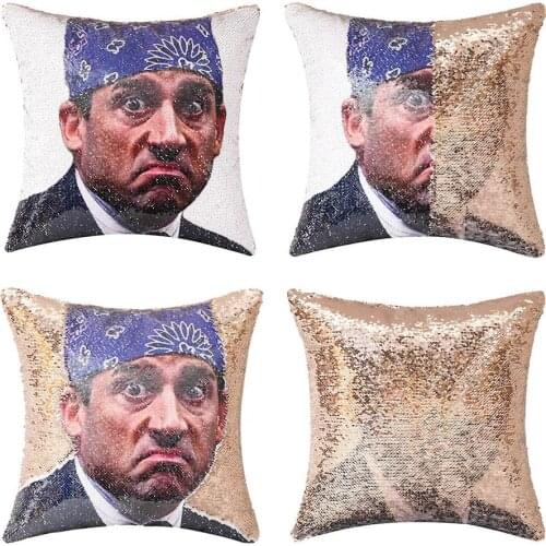 Reversible Sequin Pillowcover The Office Prison Mike Quote Humor Sequin Mermaid Flip Pillow Case That Color Change Decor Cushion
