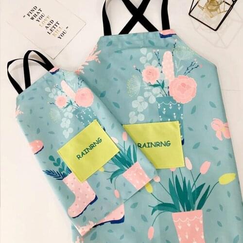 1Pcs Waterproof Sleeveless Aprons for Parents and children Linen Bibs Household Cleaning Pinafore Home Cooking Kitchen Apron