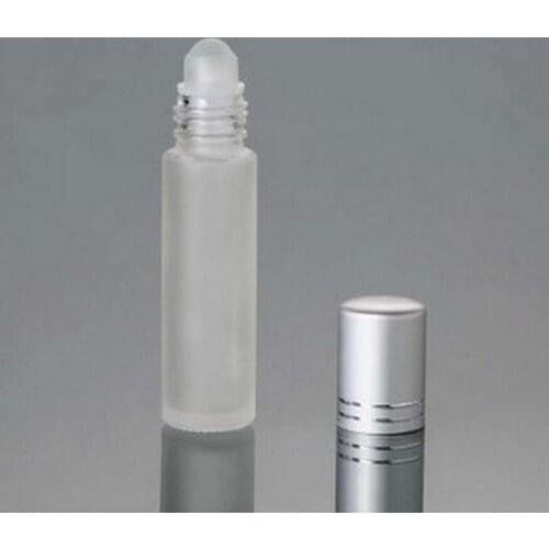 2017 New 500pcs 10ML Frosted Glass Roll on Perfume Bottle Empty Parfum Containers With Steel Beads