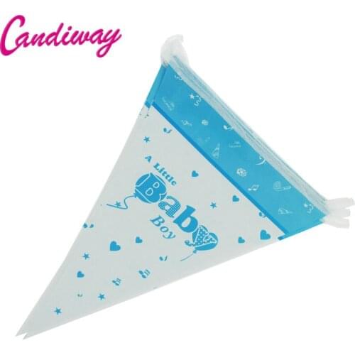 New Blue baby boyPaper Flag Pennant Banner Happy Birthday Party Decoration Flags For Kids Baby Shower Favor Gift Supplies