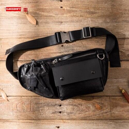Genuine Leather All-Match Small Chest Bag Mens First Layer Cowhide Mobile Phone Bag Messenger Bag Fashion Trendy Small Bag