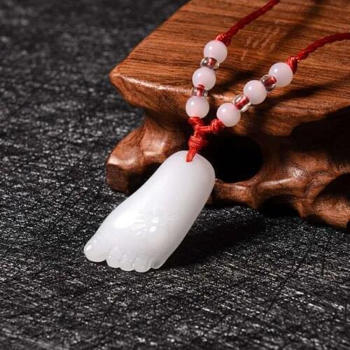 Natural White Jade Pendant Hand Carved Fashion Pendants Necklace for Men Women Jadeite Fine Jewelry