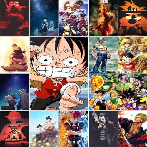 Full square 5d diamond painting embroidery One Piece Monkey King Ninja Cross stitch Mosaic home decor Paintings anime Cartoons