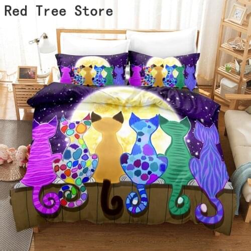 Drop Shipping Cartoon Cat Elephant Bedding Set Animal Design Bedclothes for Baby Kids Child 2/3pcs Bed Linens 200*200 King Queen