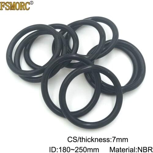 5pcs 7mm Thickness CS Nitrile Rubber O Rings ID 180 185 190 195 200 206 212 218 224 230 236 243 250mm NBR o ring sealing Gasket