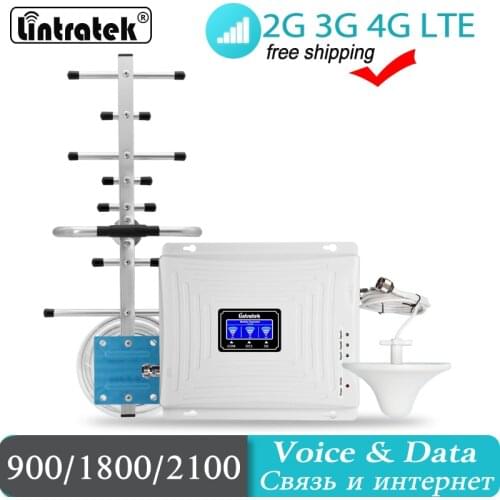 Signal Repeater GSM 2G 3G 4G Cell Phone Booster Tri Band Mobile Signal Amplifier LTE Cellular GSM DCS WCDMA 900 1800 2100 Set