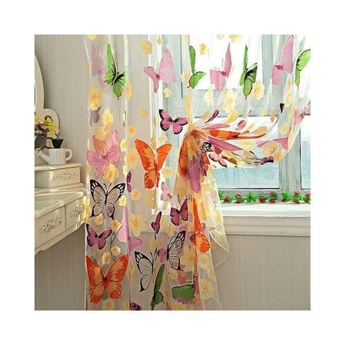 Butterfly shower Curtain yarn Tulle Curtains For Living room Door Window Curtain Screening Valance bedroom Drop shipping