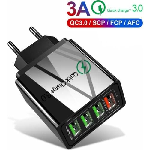 Nohon 4 USB Charger for iPhone 11 Pro Max XS Fast Charger QC Quick Charge 3.0 for Samsung Xiaomi Huawei Mobile Phone Cargador