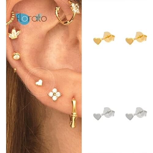 925 Silver Ear Needle Sweetheart Stud Earrings for Women Minimalist Tiny Earrings Females Korean Fashion Daily Jewelry Gifts