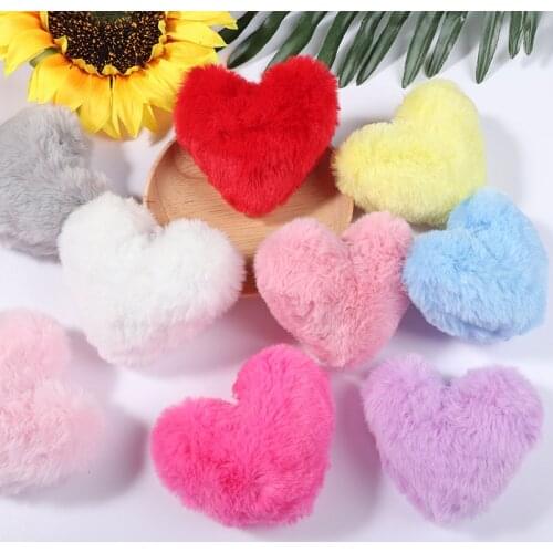 1pc Faux Rabbit Fur 10cm Pom Poms Ball Peach Heart Shaped Pompoms Artificial DIY for Women Key Chains Bags Fashion Accessories