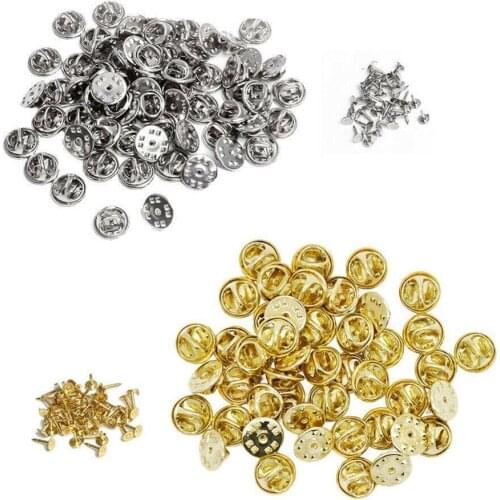 100pcs Badge Hat Pin Backs Metal Tacks Butterfly Clutch Back Pins Lapel Scatter Pin Fasteners Silver