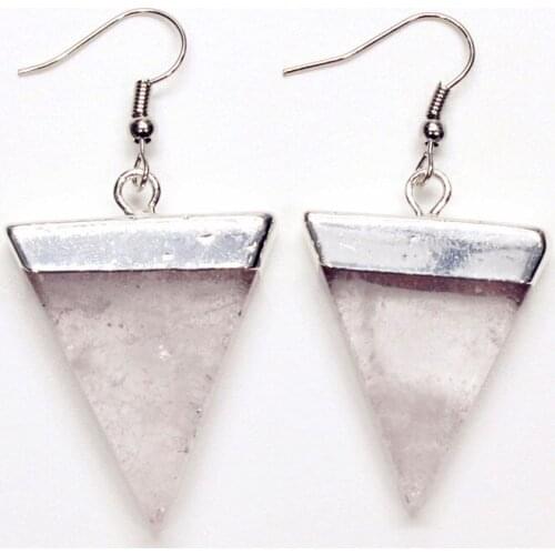100-Unique 1 Pair Silver Plated Natural Rock Crystal Geometric Shape Earrings For Female Party Gift Jewelry