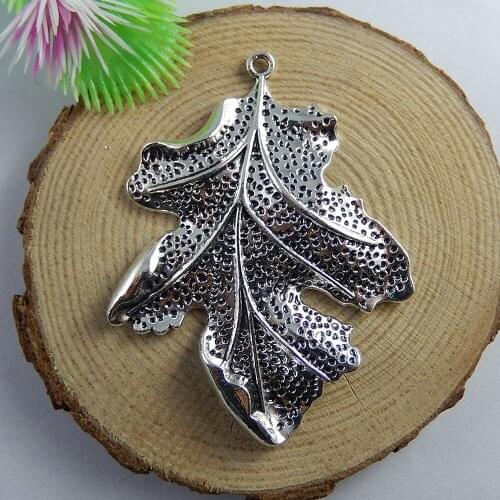 GraceAngie 2pcs/pack Silver Color One Side Autumn Symbol Maple Leaf Model Alloy Charms Pendant Jewelry Crafts Accessories