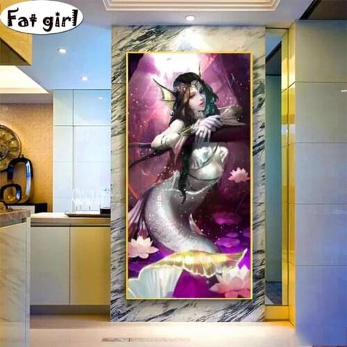 Large size Diamond Painting Mermaid Embroidery diy Cross Stitch Kits Modern entrance mural 5D Mosaic hand drill square/round art
