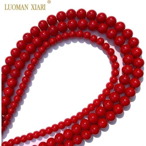 Free shipping imitation Red Coral Round Stone Beads For Jewelry Making DIY Bracelet Necklace 4/6/8 mm Strand 15