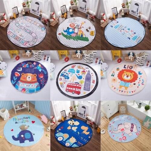 Kids Rug Baby Play Mat Multifunction Cartoon Lovely Animal Fox Giraffe Pattern Play Mats Toy Storage Bag Crawling Nordic Style