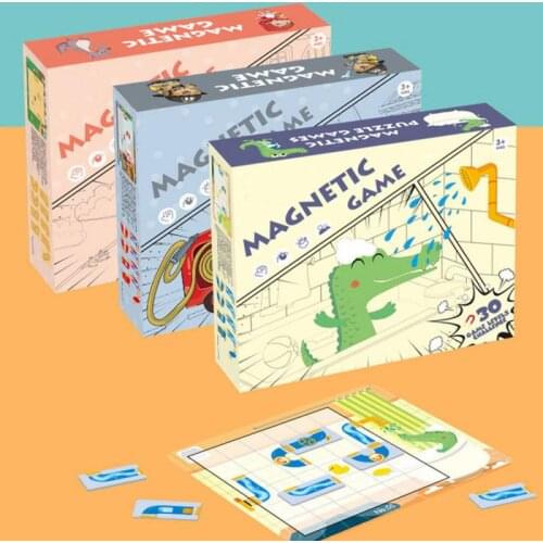 Connect The Pipes Puzzle Deluxe Wooden Logical Thinking Brain Board Game Featuring 30 Playful Challenges Training Thinking Toy
