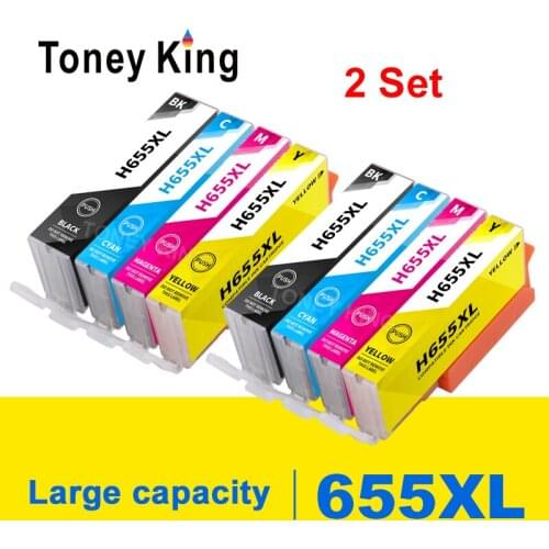 2 Set Compatible For HP 655 For HP655 C M Y BK Ink Cartridge with chip For HP Deskjet 3525 4615 4625 5525 6520 6525 6625 Printer