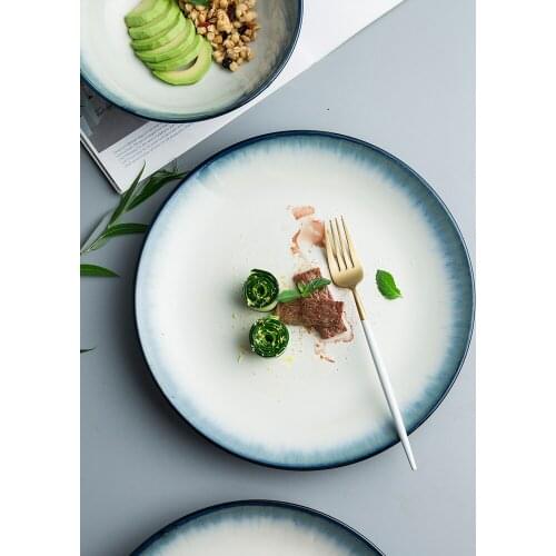 Uniho Dinner Plates and Dishes Ceramic Main Course Plate Steak Dessert Cake Salad Dishes Tableware Tray Dinnerware Porcelain