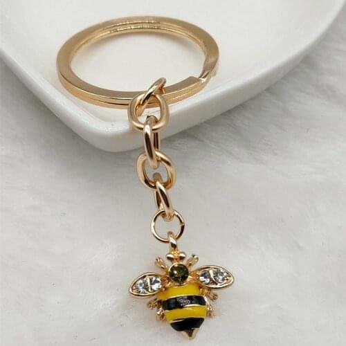 Classic Bee Keychain Crystal Bee Keychain Lady Insect Keyring Key Pendant Gift For Girls Fashion Rhinestone Jewelry