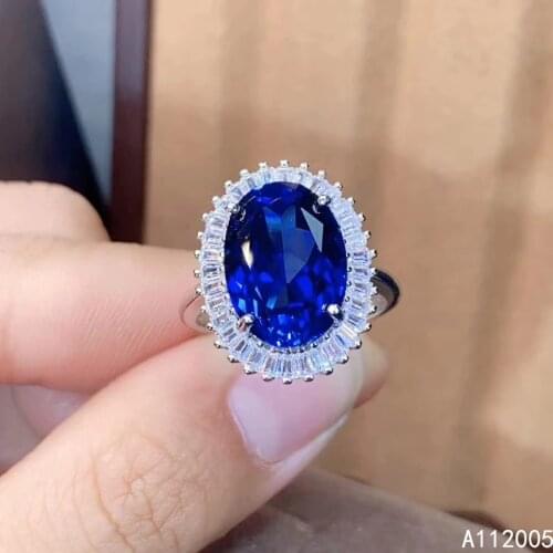 KJJEAXCMY fine jewelry 925 sterling silver inlaid natural sapphire new Female adjustable ring classic Support test hot selling
