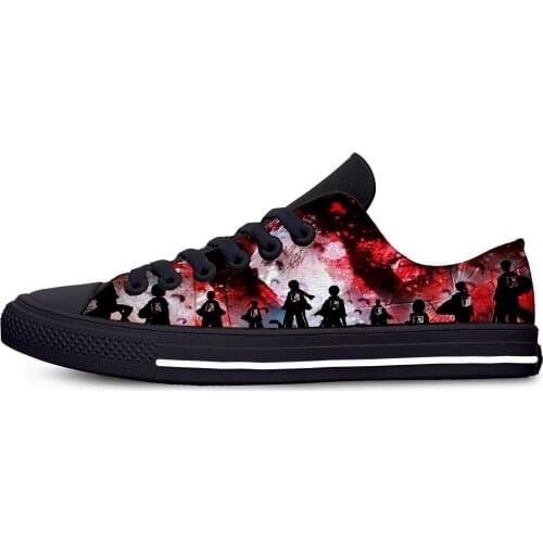 Hot Japan Anime attack on titan Fashion Cool Popular Casual Cloth Shoes Low Top Harajuku Breathable 3D Print Men women Sneakers
