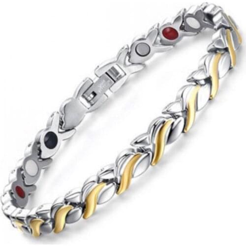 Fashion Health Magnetic Bracelet Womens Silver Color Bracelet Magnet Germanium Care Bracelet Jewelry