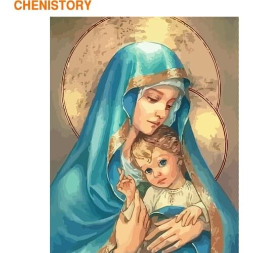 CHENISTORY Frame Paint By Numbers Kit Religion Picture Classical Canvas By Numbers Wall Art Gift For Home Decors Artwork 60x75cm