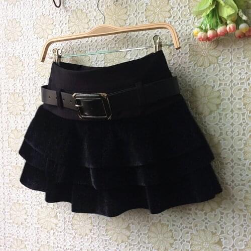 2018 autumn and winter new cake skirt horse pompon skirt solid color shorts skirt DQ115