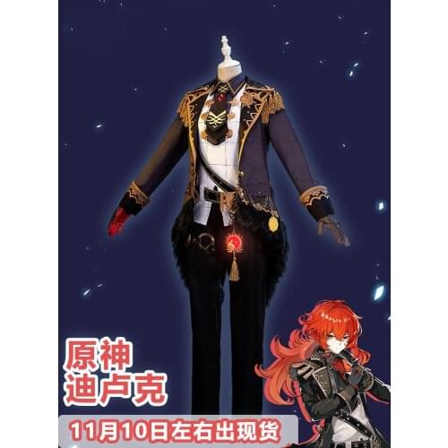 New Arrival Hot Game Genshin Impact Diluc Cosplay Costume Fashion Uniform Suits Male Halloween Party Role Play Clothing S-XL