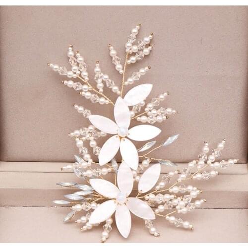 New The Europe and The United States Beam Wedding Bridal Hair Accessories Fashion White Flower Shiny Crystal Hair Clip BN
