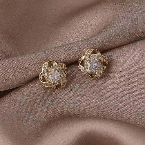 New geometric winding zircon earrings for women fashion fashion net red cool wind fashion temperament earrings