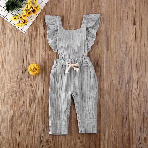 Pudcoco Newborn Baby Girl Clothes Solid Color Sleeveless Ruffle Knitted Cotton Romper Jumpsuit Outfit Sunsuit Clothes