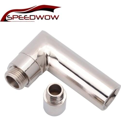 SPEEDWOW Oxygen O2 Sensor spacer Extender extension Header 90 degree Bung HHO Adapter Pipe Angle Kit M18 x 1.5
